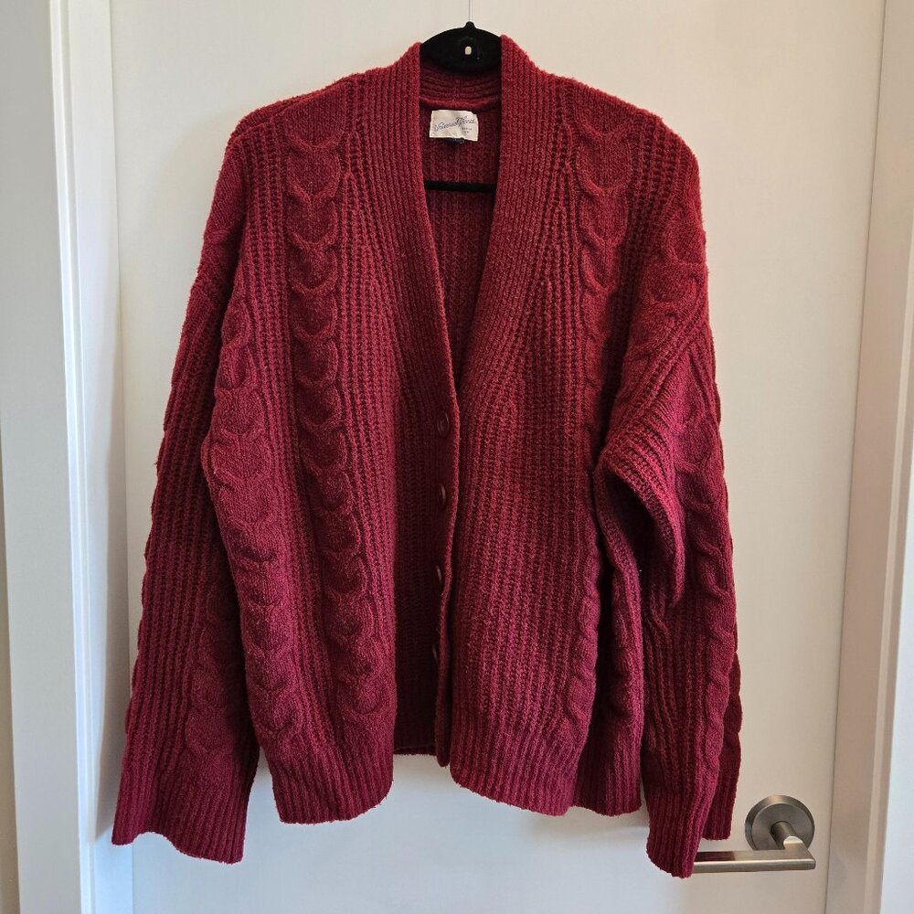 Universal Thread Maroon Cable Knit Cardigan (Size M)